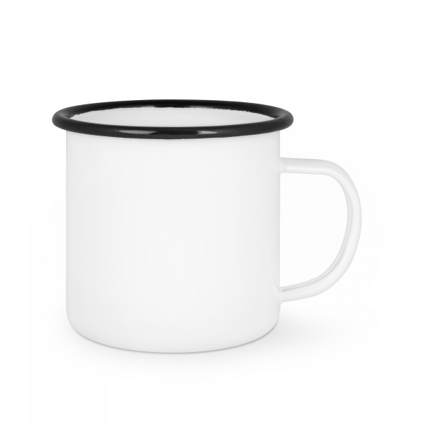 Emailletasse mit farbigem Rand, ca. 300 ml 